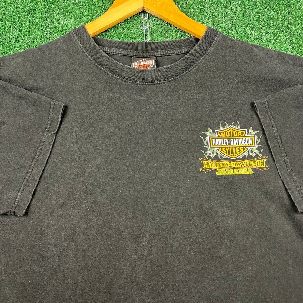 Harley-Davidson T-Shirt Mens XL Faded Black Jamaica Tourist Motorcycle Modern